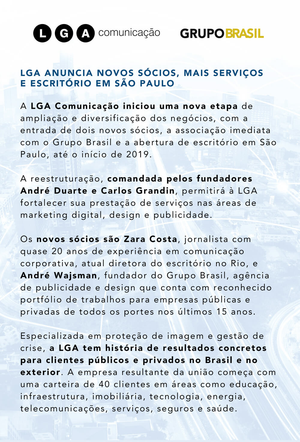 Comunicado LGA Comunicação