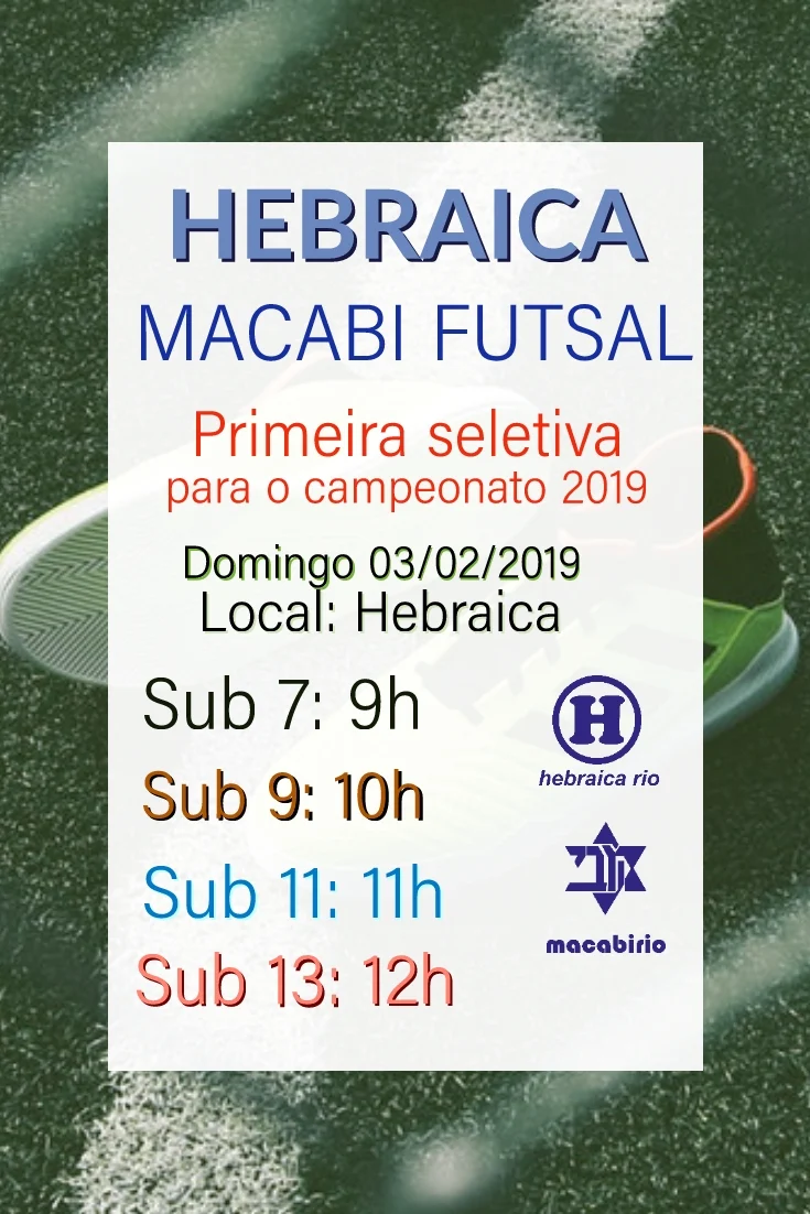 Hebraica Macabi Futsal: 1ª Seletiva 2019